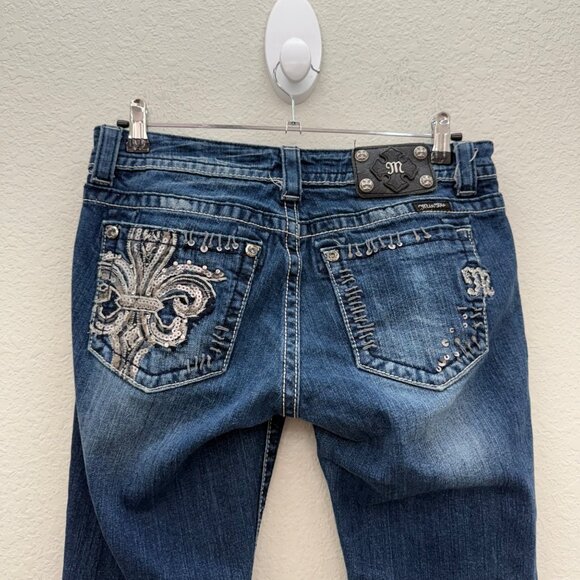 Miss Me Bootcut Distressed Stretch Denim Blue Jeans JE534085L Womens size 30 - Picture 5 of 12
